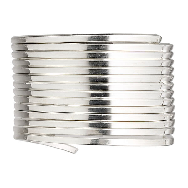 Wire, sterling silver, full-hard, square, 14 gauge. Sold per pkg of 5 feet. image number 0