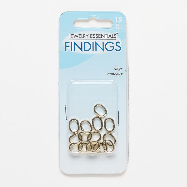Bead, gold-finished steel, 9x2mm-10x2mm oval rondelle, 7x5mm hole. Sold per pkg of 15. image number 0