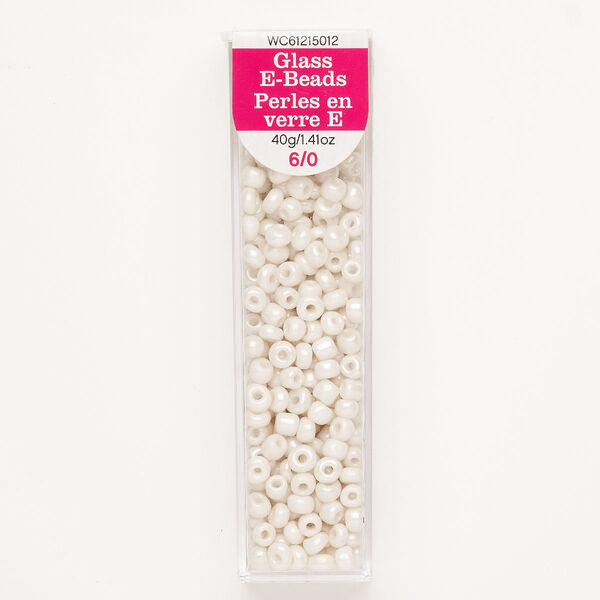 Seed bead glass 1pk #6 round, opaque cream, 40 gram image number 0