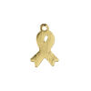 Charm 1pkg4, gold-finished "pewter" (zinc alloy) / enamel, pink / red, 18x14mm "Love" / awareness ribbon image number 1