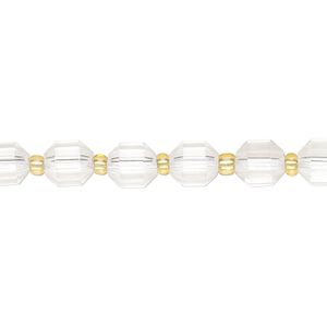 Quartz crystal 1pkg1, hand-cut faceted drum bead natural 8 inch 6mm