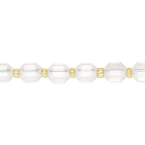 Quartz crystal 1pkg1, hand-cut faceted drum bead natural 8 inch 6mm image number 0