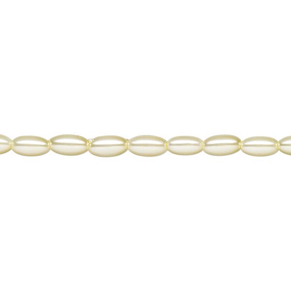 Pearl 1pk ivory, Celestial Crystal® 6x3.5mm rice 15.5-16 inch image number 0