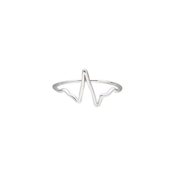 Ring, sterling silver, 11mm wide with heart beat symbol, size 7. Sold individually. image number 0