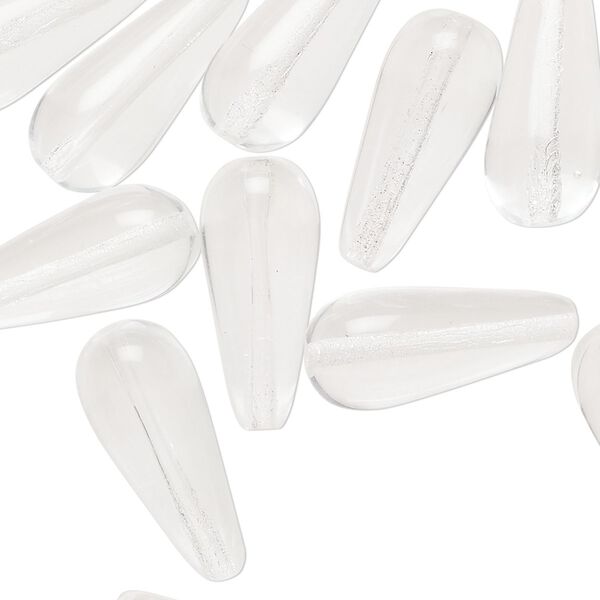 Bead 1pkg20 Czech pressed glass, clear, 20x9.5mm teardrop. image number 0