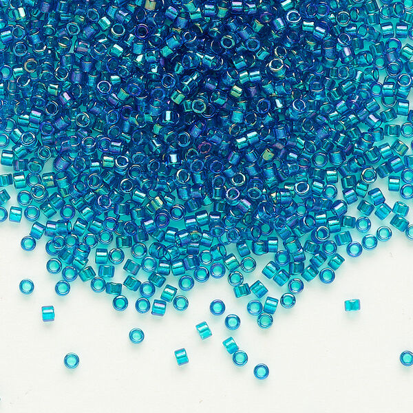 Seed bead, Delica®, glass, pkg/250g, #11 round, translucent emerald-lined luster aqua (DB-1764). image number 0