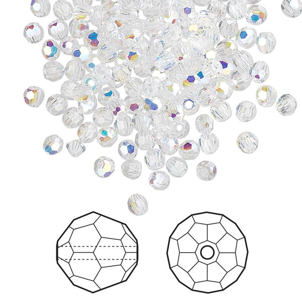 Bead 720pk crystal AB, Swarovski® 3mm round 5000 image number 0