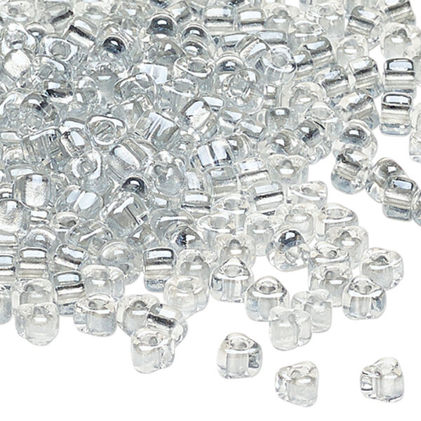 Seed bead, Miyuki 1pkg10g, glass, #5 triangle, transparent metallic silver grey inside dyed color clear (TR-1105) image number 0
