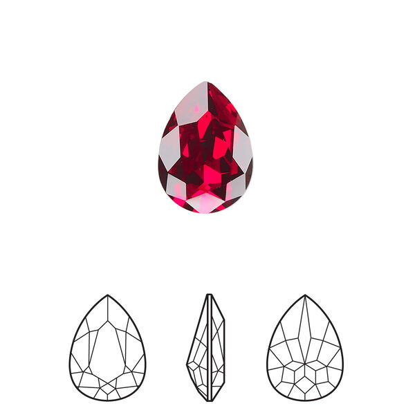 Fancy stone 144pk Siam foil back, Swarovski® 14x10mm pear 4320 image number 0