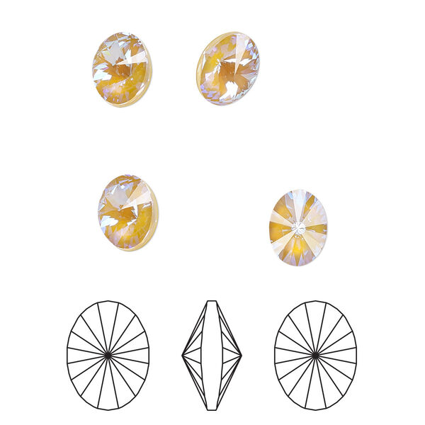 Chaton 6pk crystal ochre DeLite, Crystal Passions® 8x6mm oval rivoli 4122 image number 0