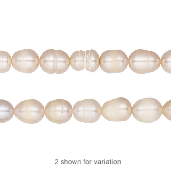 Pearl, cultured freshwater, mauve / peach / cream, 6mm rice, D- grade, Mohs hardness 2-1/2 to 4. Sold per 16-inch strand. image number 0