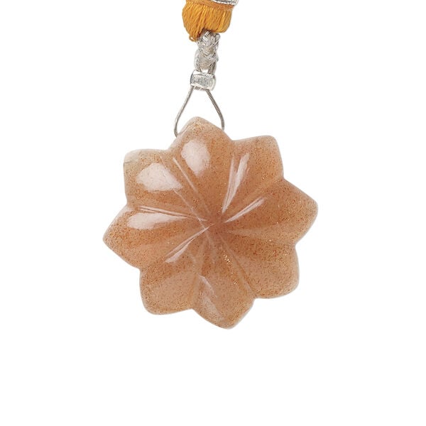 Peach moonstone / garnet 1pkg1, top-drilled hand-cut 1sided carved flower bead natural, 22mm image number 1
