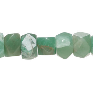 Green aventurine 1pkg1, faceted uneven rondelle bead natural, 15 inch 10x7mm-12x8mm