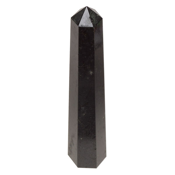 Gift, black tourmaline (natural), 3-1/2x3/4-inch to 4x1-inch hand-cut 6-sided point tower, C grade, Mohs hardness 7 to 7-1/2. Sold individually. image number 0