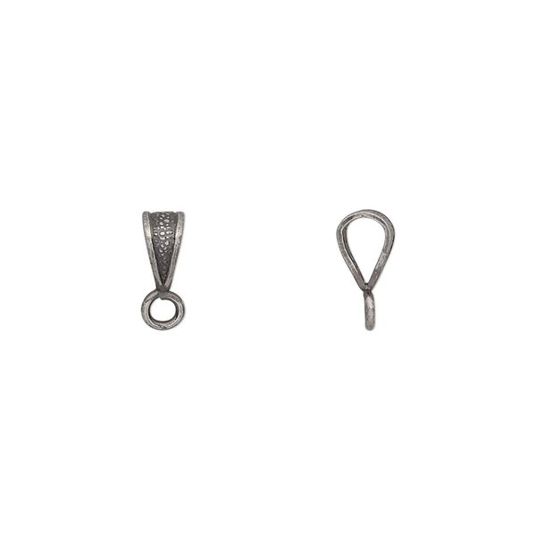 Bail, antique silver-plated brass, 7x4mm double-sided textured with closed loop. Sold per pkg of 20. image number 0