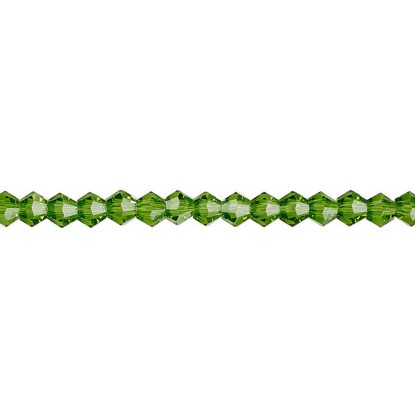 Bead 1pk transparent green, Celestial Crystal® 4mm bicone 15.5-16 inch image number 0