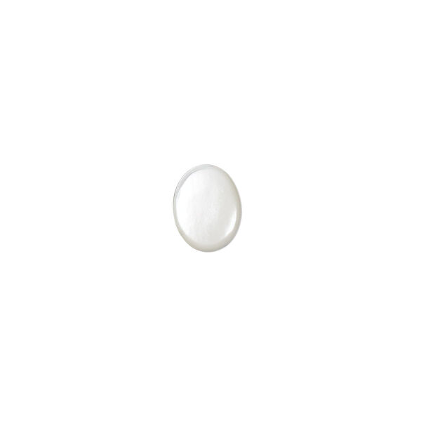 Cabochon, mother-of-pearl shell (bleached), white, 9x7mm calibrated oval, Mohs hardness 3-1/2. Sold per pkg of 4. image number 0