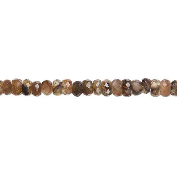 Bead, andalusite (natural), 3x1mm-4x3mm hand-cut faceted rondelle with 0.4-1.4mm hole, B grade, Mohs hardness 7 to 7-1/2. Sold per 13-inch strand, approximately 130 beads. image number 0