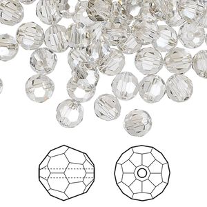 Bead 144pk crystal silver shade, Crystal Passions® 6mm round 5000