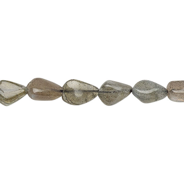Bead, labradorite (natural), 8x5mm-13x7mm hand-cut flat teardrop, D grade, Mohs hardness 6 to 6-1/2. Sold per 13-inch strand. image number 0
