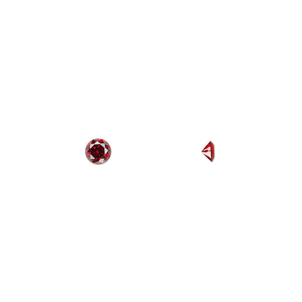 Gem, cubic zirconia, garnet red, 3mm faceted round, Mohs hardness 8-1/2. Sold per pkg of 5. image number 0