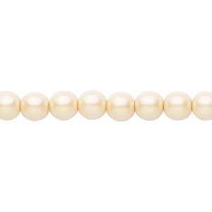 Bead, Czech pearl-coated glass druk, opaque iridescent dark cream, 6mm round. Sold per 15-1/2" to 16" strand.