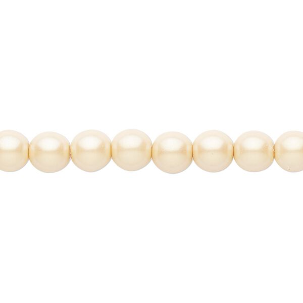 Bead, Czech pearl-coated glass druk, opaque iridescent dark cream, 6mm round. Sold per 15-1/2" to 16" strand. image number 0