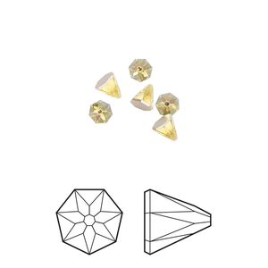 Flat back 6pk light topaz shimmer foil back, Crystal Passions® 4mm round spike 2019