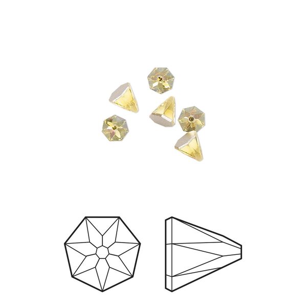 Flat back 6pk light topaz shimmer foil back, Crystal Passions® 4mm round spike 2019 image number 0