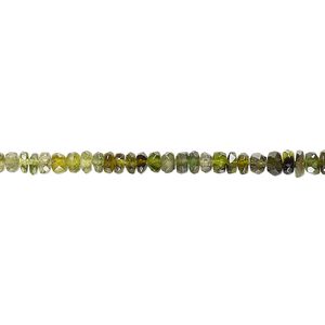 Green tourmaline 1pkg1, hand-cut faceted rondelle bead natural 15.5-16 inch 3x1mm