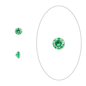 Gem, cubic zirconia, emerald green, 3.5mm faceted round, Mohs hardness 8-1/2. Sold per pkg of 5.