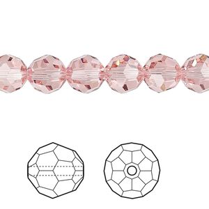 Bead 12pk light rose, Crystal Passions® 8mm round 5000