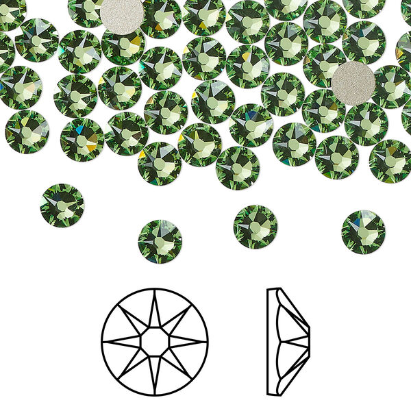 Flat back 144pk peridot foil back, Crystal Passions® Regenerated 4.6-4.8mm rose round SS20 2088 image number 0