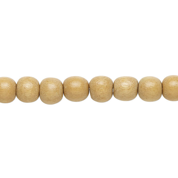 Bead, Taiwanese cheesewood (dyed / waxed), beige, 5-6mm round. Sold per pkg of (2) 15-1/2" to 16" strands. image number 0