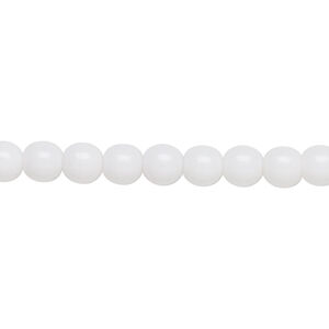 Bead, Czech glass druk, opaque white, 6mm round. Sold per 15-1/2" to 16" strand.
