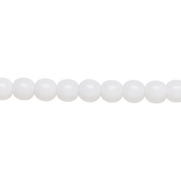Bead, Czech glass druk, opaque white, 6mm round. Sold per 15-1/2" to 16" strand. image number 0
