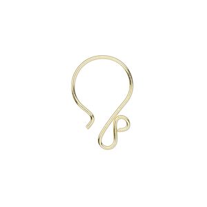 Ear wire French hook 1pkg2 sterling silver, 19.5mm spiral design / open loop, 20 gauge gold-finished 1 pair