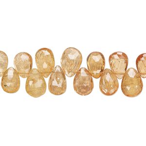 Imperial topaz 1pkg1, hand-cut top-drilled faceted teardrop bead 8 inch graduated 8x5-10x6mm