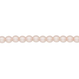 Bead, Czech pearl-coated glass druk, opaque matte soft pink, 4mm round. Sold per 15-1/2" to 16" strand.
