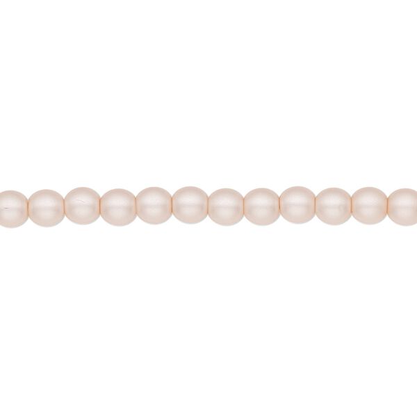 Bead, Czech pearl-coated glass druk, opaque matte soft pink, 4mm round. Sold per 15-1/2" to 16" strand. image number 0