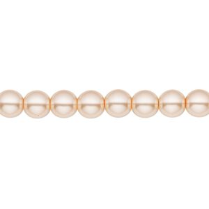 Bead, Czech pearl-coated glass druk, opaque light peach, 6mm round. Sold per 15-1/2" to 16" strand.