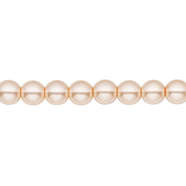 Bead, Czech pearl-coated glass druk, opaque light peach, 6mm round. Sold per 15-1/2" to 16" strand. image number 0