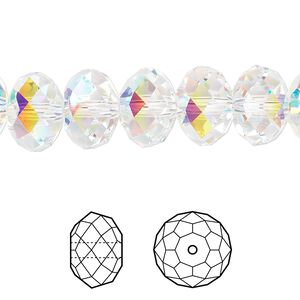 Bead 144pk crystal AB, Swarovski® 12x8mm rondelle 5040