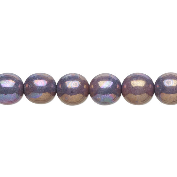 Bead, Czech glass druk, opaque grey nebula, 8mm round. Sold per 15-1/2" to 16" strand. image number 0