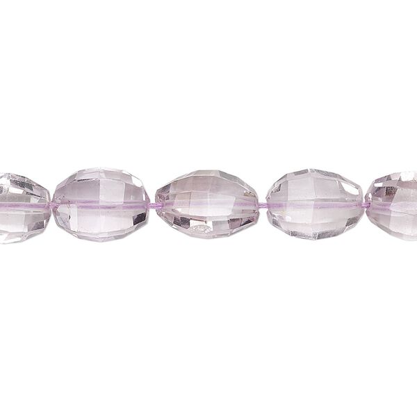 Lavender amethyst 1pkg1, hand-cut faceted oval / faceted puffed oval bead natural 8 inch 10x7mm-12x8mm image number 0
