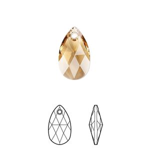 Drop 2pk light Colorado topaz, Crystal Passions® 16x9mm pendant pear 6106