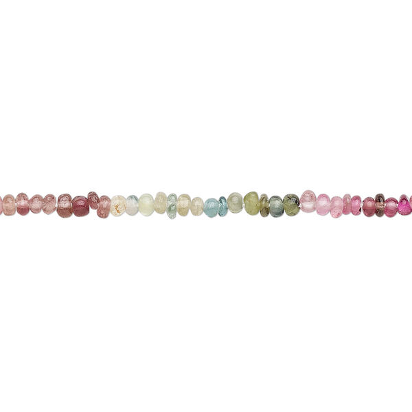 Multi-tourmaline 1pkg1, hand-cut rondelle bead natural 12 inch 2x1mm-3x2mm image number 0