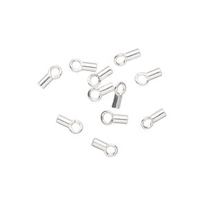 Crimp end 1pkg10 silver-plated, 3.5x2mm tube / loop / 1.5mm inside diameter, brass