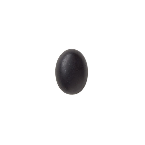 Cabochon, black onyx (dyed), matte, 14x10mm calibrated oval, B grade, Mohs hardness 6-1/2 to 7. Sold per pkg of 6. image number 0