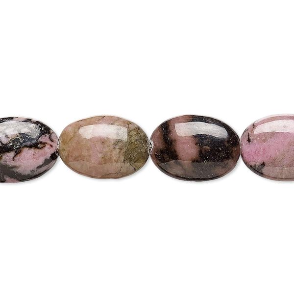 Rhodonite 1pkg1, puffed oval bead natural 15.5-16 inch 14x10mm image number 0